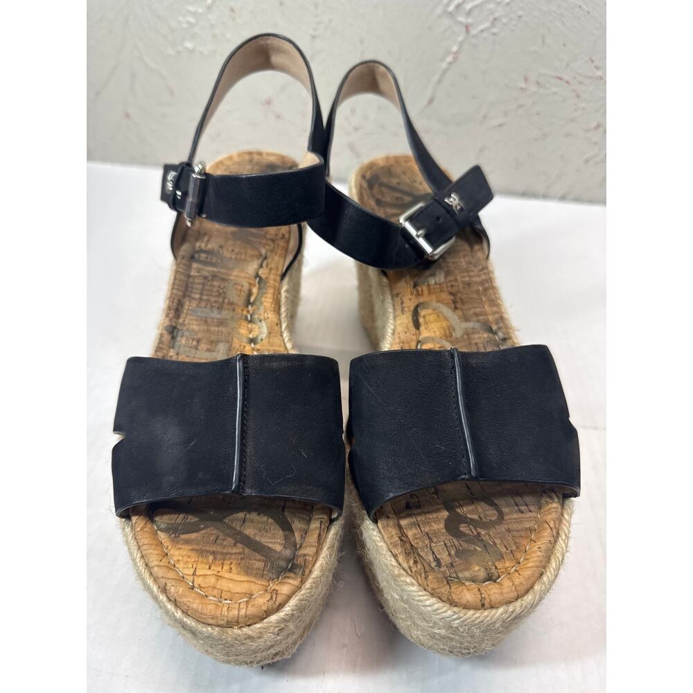 Sam Edelman Maura Black Suede Espadrille Wedge Shoes Women's Size 10M